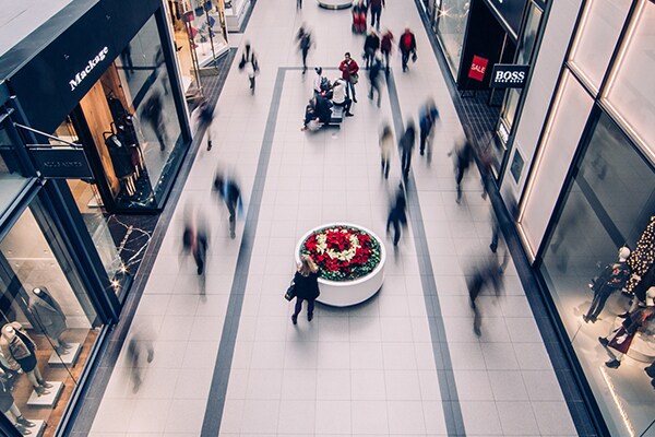 shopping mall with retail stores