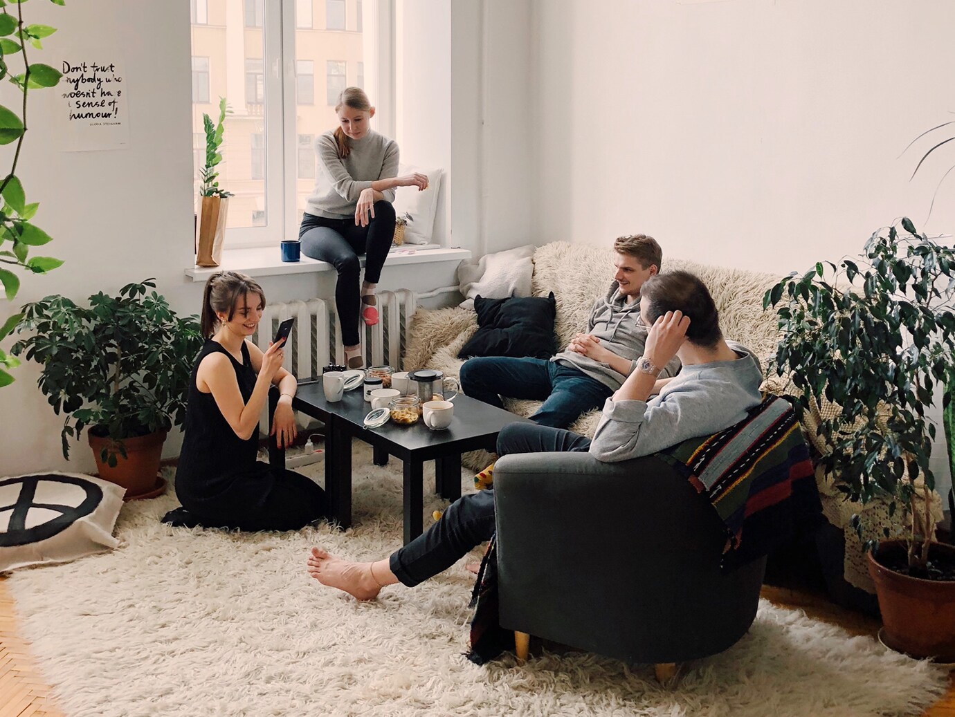 group of people relaxing