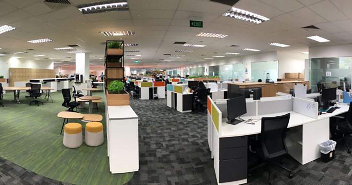 Interior view of a furnished office space