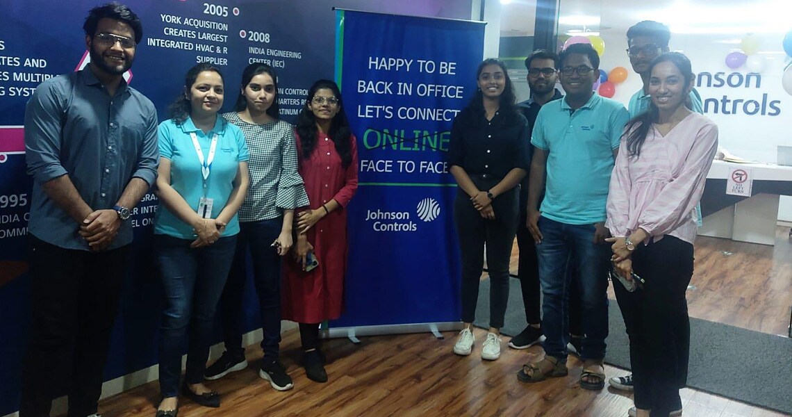 Johnson Controls employees at an event