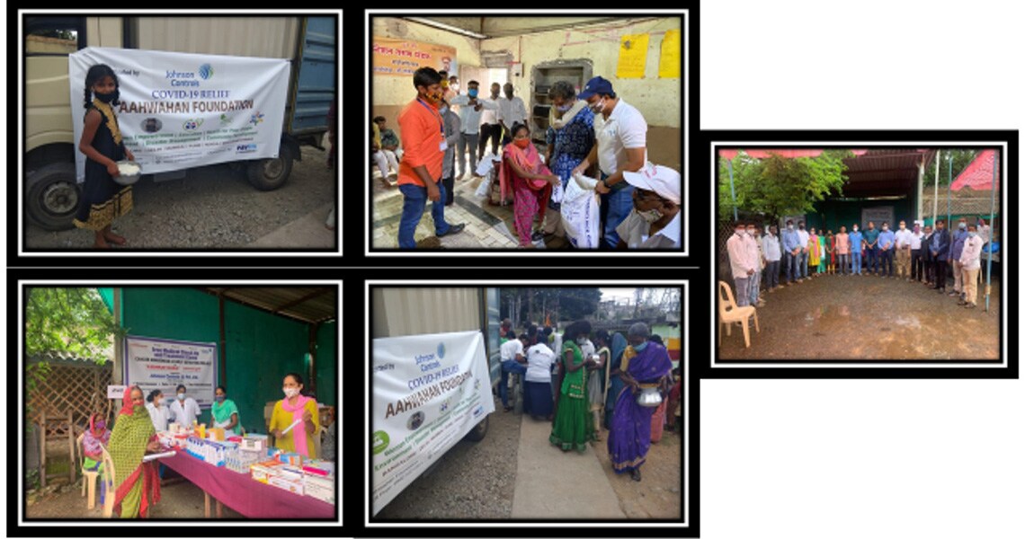 photos of relief events organized during the covid 19 pandemic by Johnson Controls