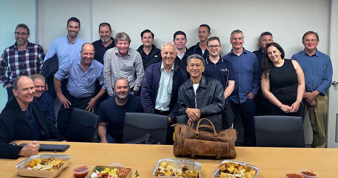 Sales legend Harry Eijbergen with his colleagues on his farewell day