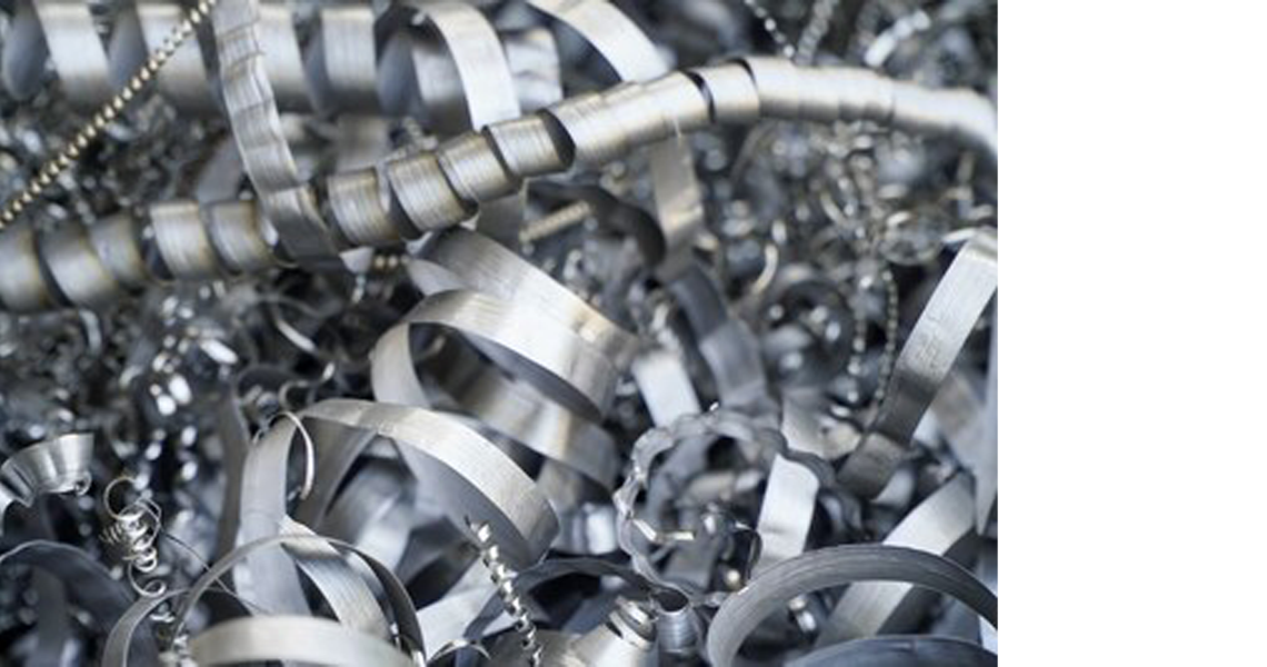 A pile of stainless steel scrap