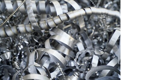 A pile of stainless steel scrap