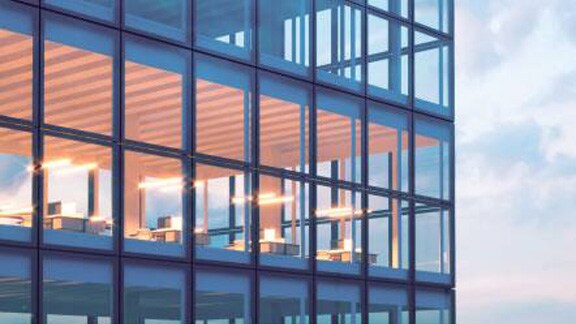 View from outside of an furnished corporate office