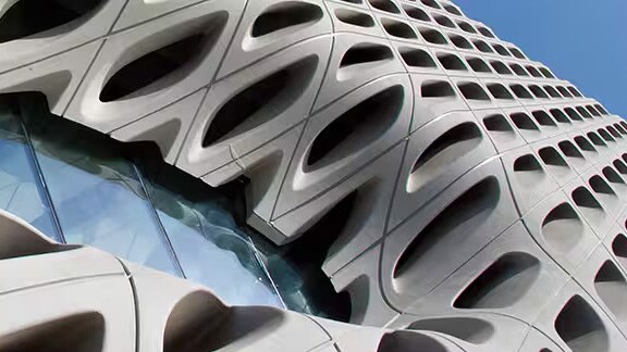 Bottom up view of the building,The Broad, a contemporary art museum located in downtown Los Angeles, California
