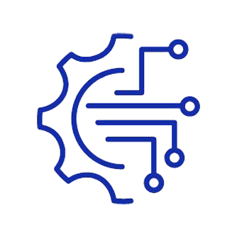 Icon of gear and circuit lines symbolizing automation
