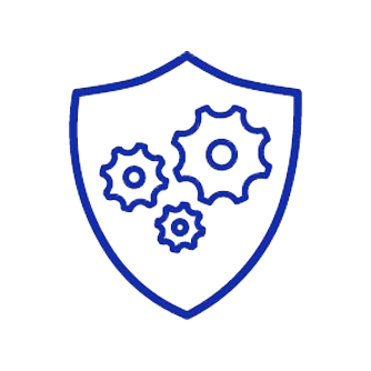 Icon of a shield icon containing three gears