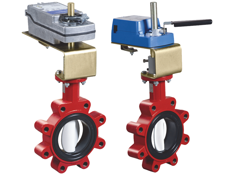 Display of Butterfly Valves with actuators
