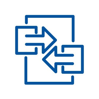 Icon arrows coming from opposite side depicting data transfer