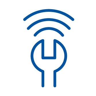 Icon combining wrench with wifi