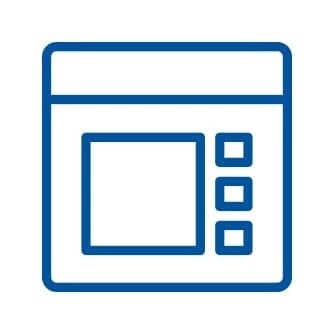 Blue icon of a microwave oven