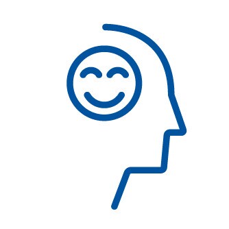 Icon of a smiley emoji inside a person's mind