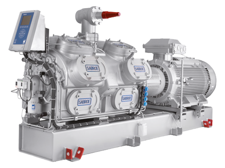 Display of a Sabroe SMC reciprocating compressor unit