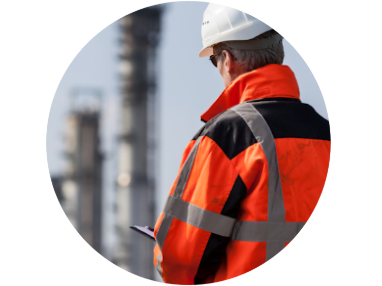 Back view of an engineer in uniform