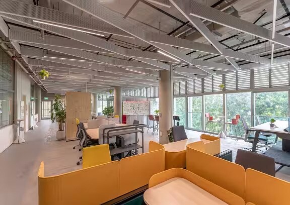 Top view of an empty office space