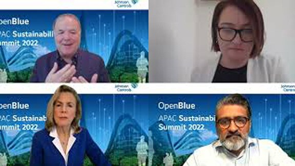 Johnson Controls employees participating in a video conferencing in OpenBlue summit