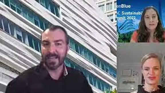 Johnson Controls employees participating in a video conferencing in OpenBlue summit