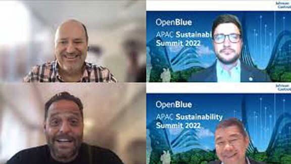 Johnson Controls employees participating in a video conferencing in OpenBlue summit