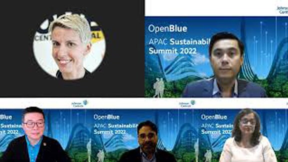 Johnson Controls employees participating in a video conferencing in OpenBlue summit