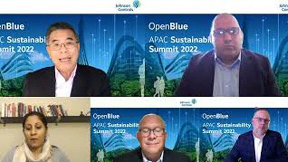 Johnson Controls employees participating in a video conferencing in OpenBlue summit