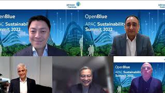 Johnson Controls employees participating in a video conferencing in OpenBlue summit