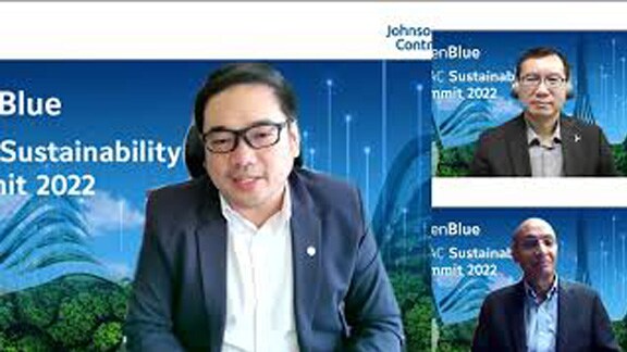 Johnson Controls employees participating in a video conferencing in OpenBlue summit