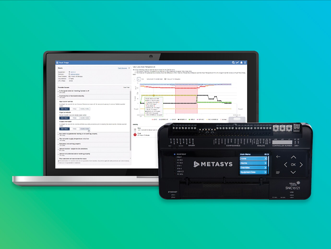 Display of software interface of the network Metasys 