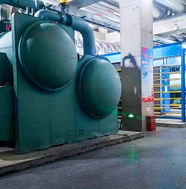 Display of a large industrial chiller installed in factory