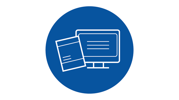 Blue icon of computer monitor and tab