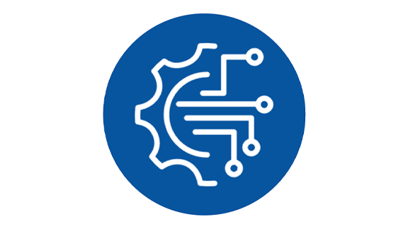Icon of a merged circuit board and gear