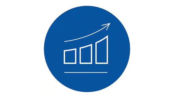 Icon representing raising bar graph with an upward arrow