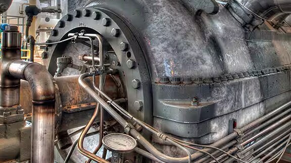 Close-up of a large industrial compressor