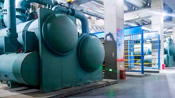 An industrial machine with two large pipes