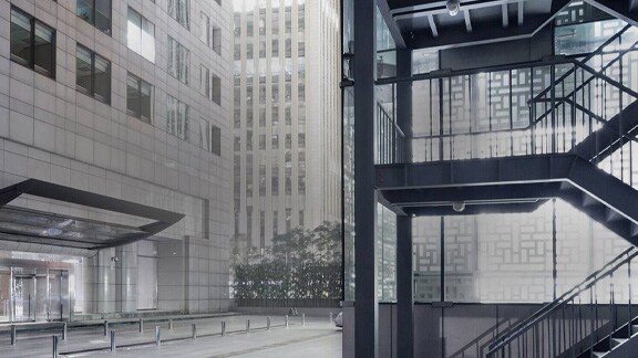 Stairwell outside a commercial building