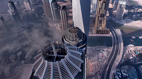 Aerial view of Burj Khalifa