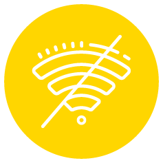 Wifi icon with a diagonal line through it