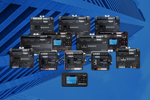 Metasys devices overlaid on a blue background