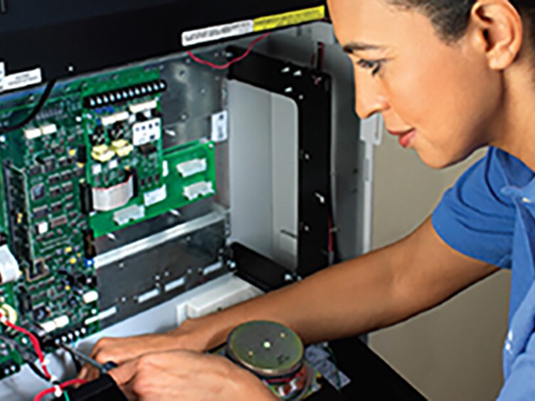 woman setting up a network system