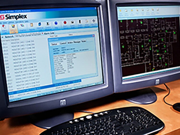 workstation with two computer screens