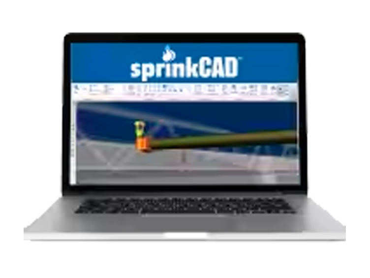 Laptop screen displaying Sprink CAD 3D software