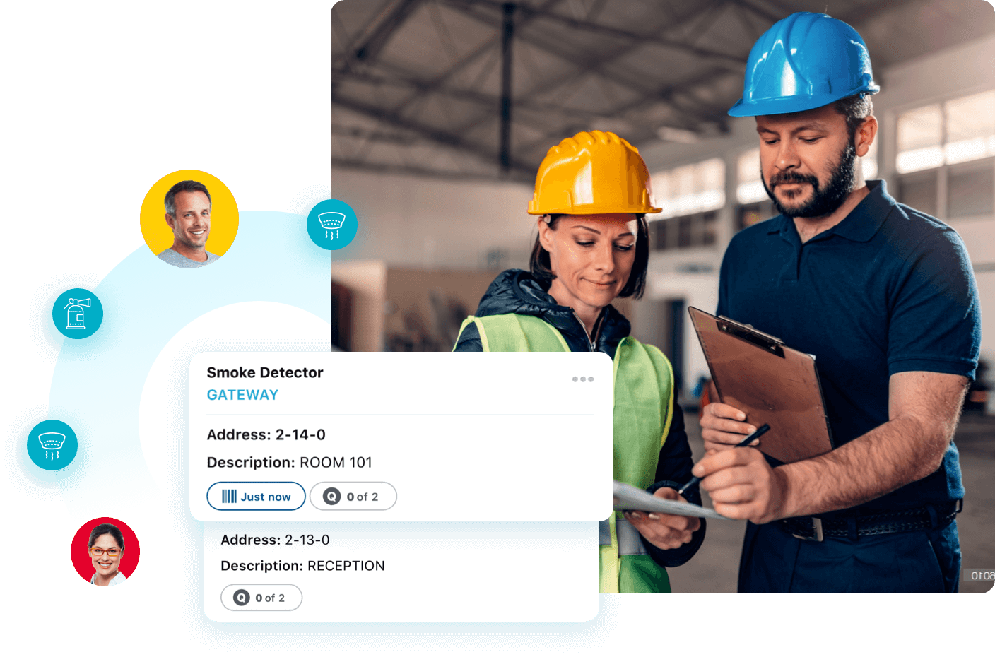 two people construction inspection application