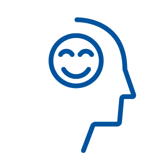 Icon of the outline of a person's face with a smiley face in their head
